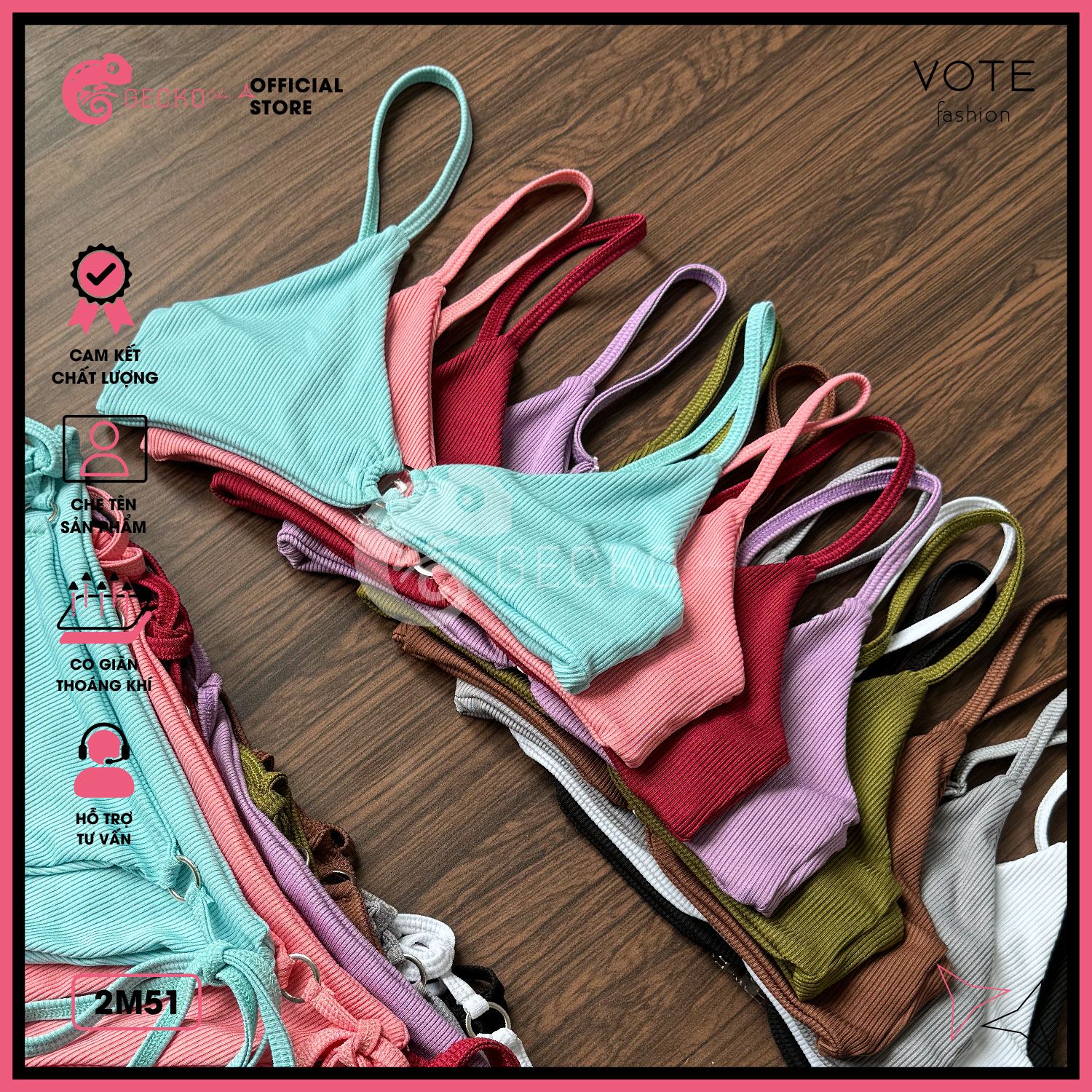  Bikini 2 Mảnh Xốp Tăm Phối Khoen GECKO 2M51 