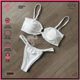  Bikini 2 Mảnh Áo Phối Khoen Trắng Đen Quần Lotkhe GECKO 2M52 