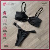  Bikini 2 Mảnh Áo Phối Khoen Trắng Đen Quần Lotkhe GECKO 2M52 