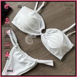  Bikini 2 Mảnh Áo Phối Khoen Trắng Đen Quần Lotkhe GECKO 2M52 