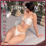  Bikini 2 Mảnh Áo Phối Khoen Trắng Đen Quần Lotkhe GECKO 2M52 