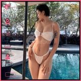  Bikini 2 Mảnh Áo Phối Khoen Trắng Đen Quần Lotkhe GECKO 2M52 