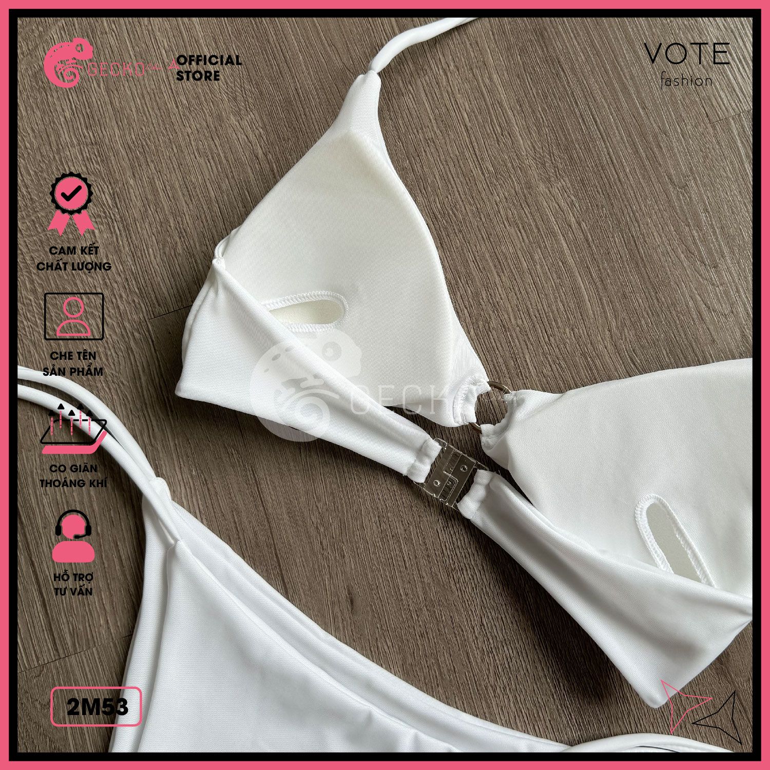  Bikini 2 Mảnh Áo Tam Giác Khoen Tròn Gợi Cảm Quần Lotkhe GECKO 2M53 