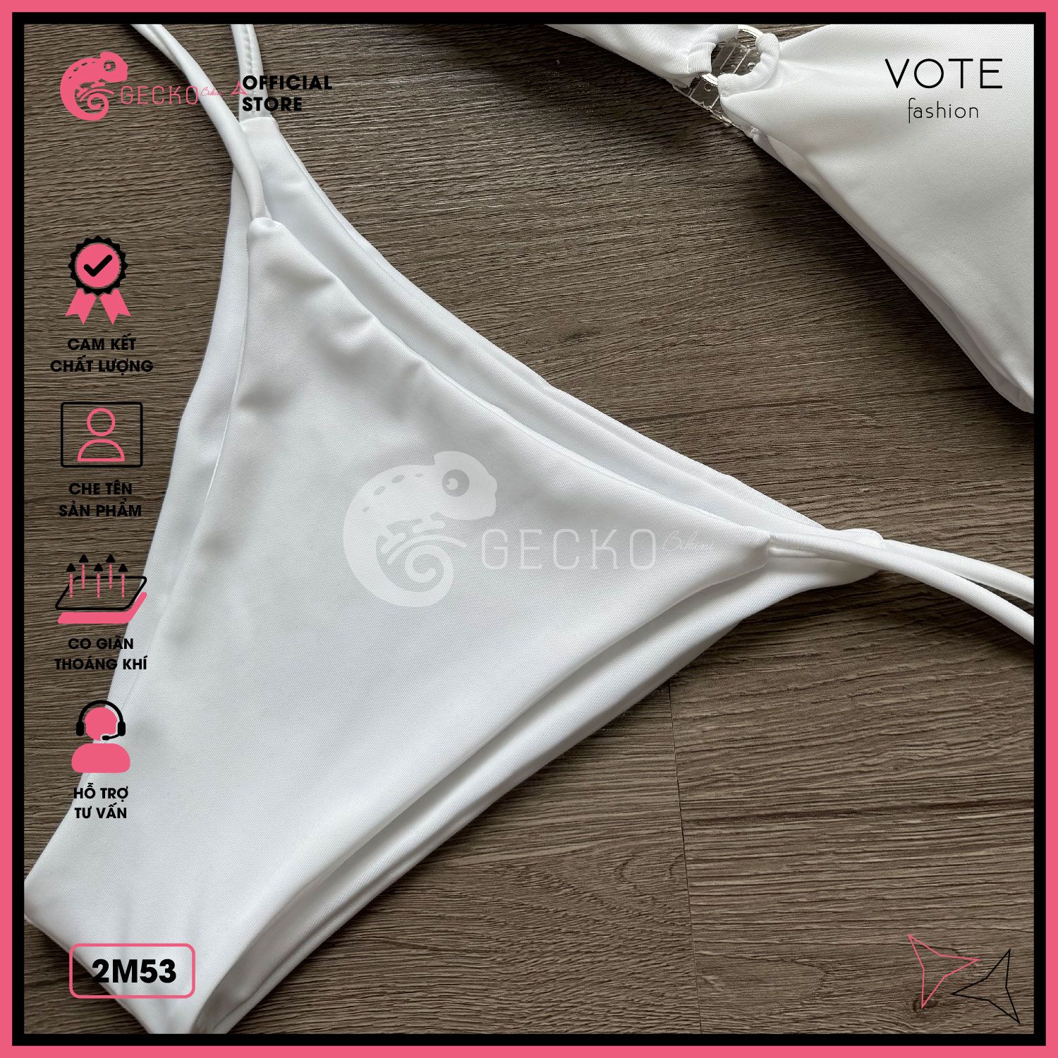  Bikini 2 Mảnh Áo Tam Giác Khoen Tròn Gợi Cảm Quần Lotkhe GECKO 2M53 