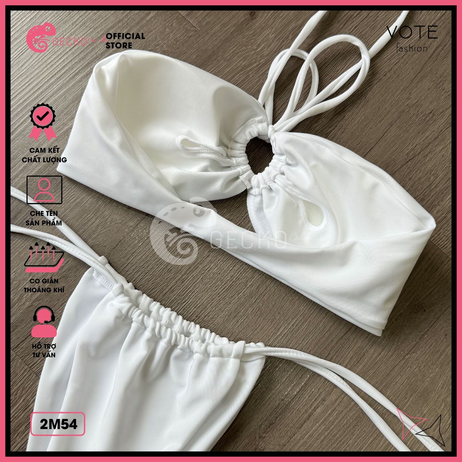  Bikini 2 Mảnh Áo Cúp Ngực Cột Dây Quần Lotkhe GECKO 2M54 