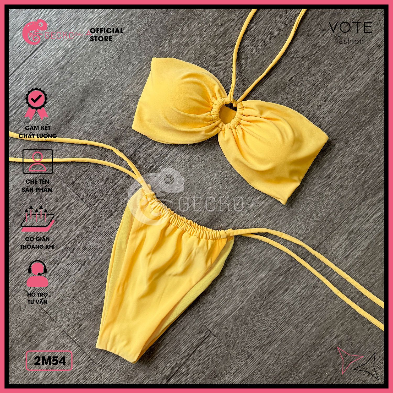  Bikini 2 Mảnh Áo Cúp Ngực Cột Dây Quần Lotkhe GECKO 2M54 