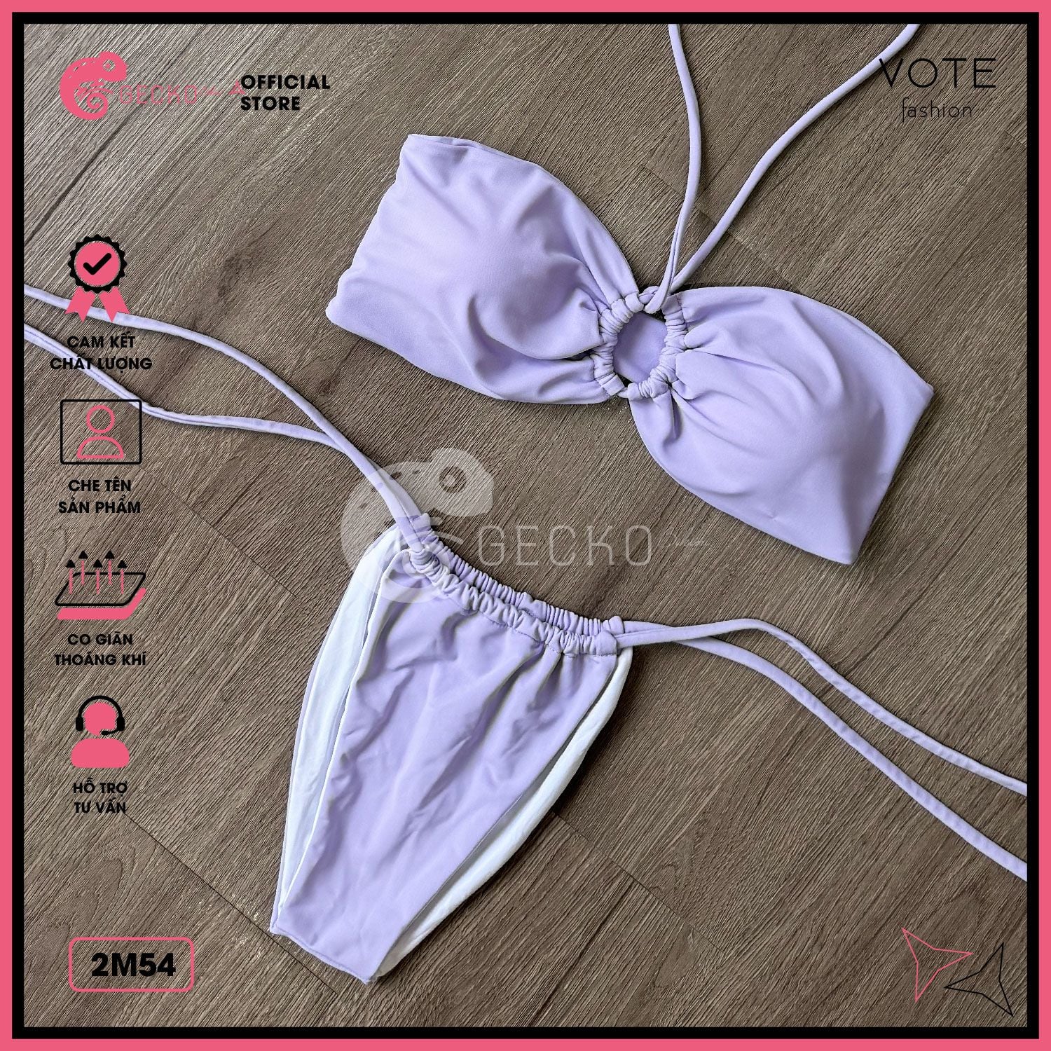  Bikini 2 Mảnh Áo Cúp Ngực Cột Dây Quần Lotkhe GECKO 2M54 