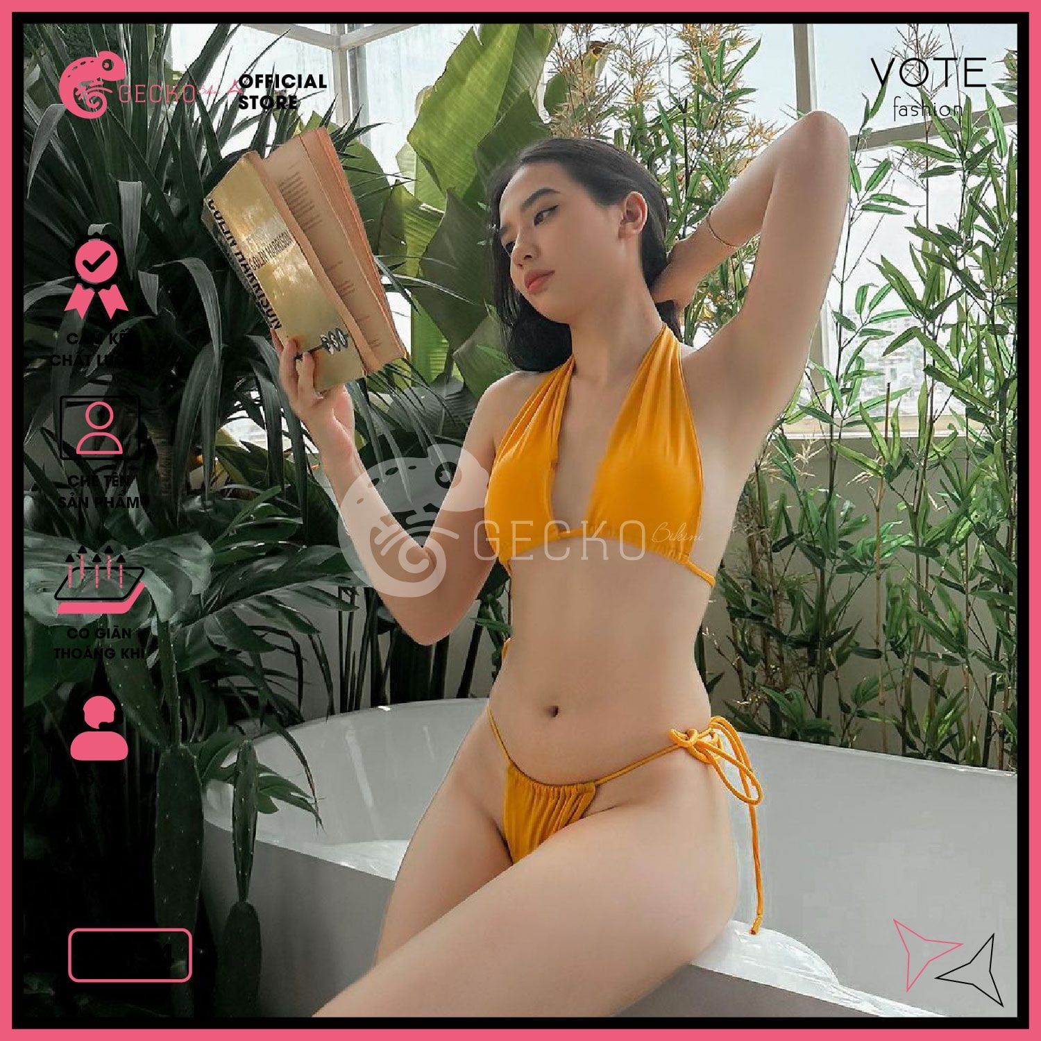  Bikini 2 Mảnh Áo Cúp Ngực Cột Dây Quần Lotkhe GECKO 2M54 