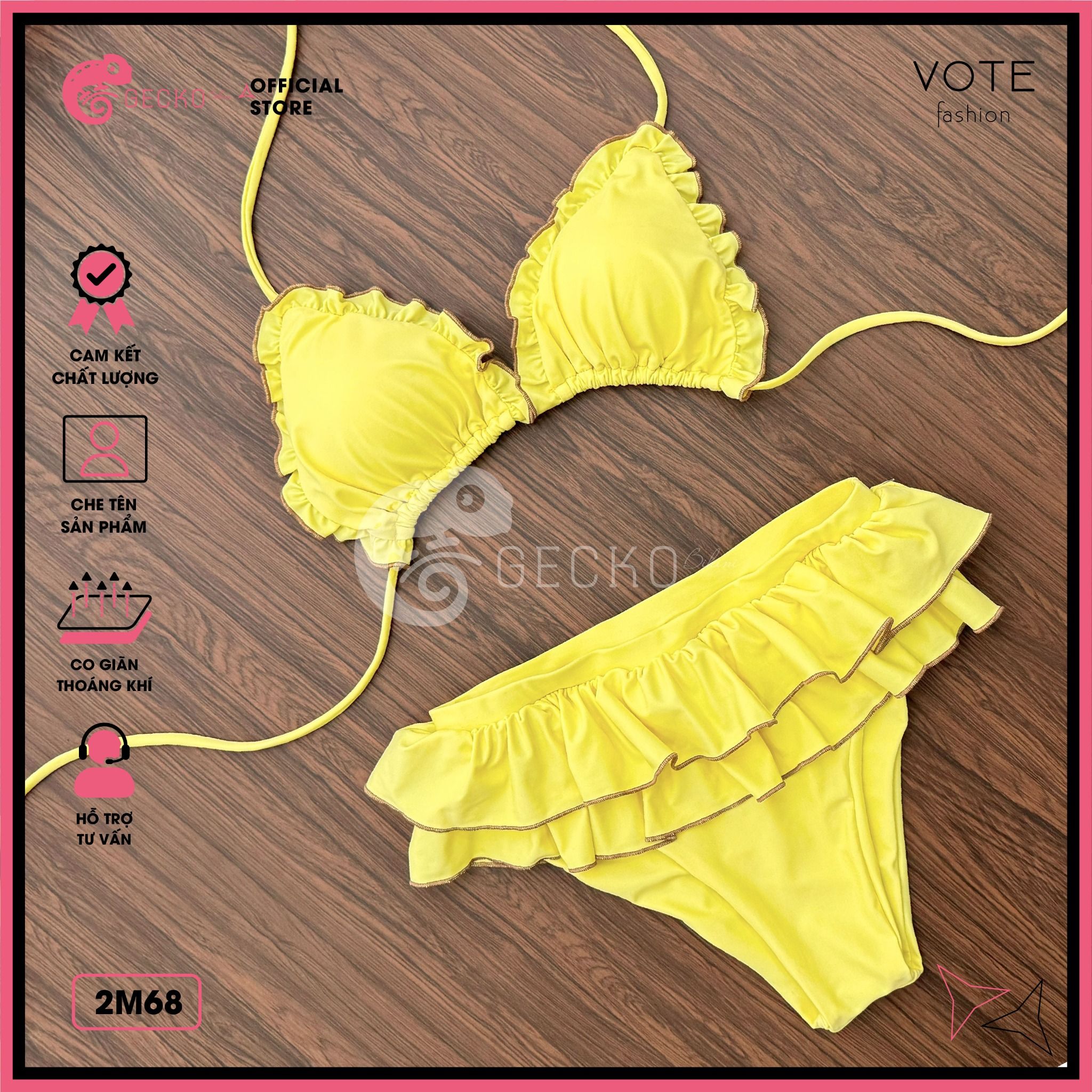  Bikini 2 Mảnh Tam Giác Quần Bèo Dễ Thương Gợi Cảm GECKO 2M68 