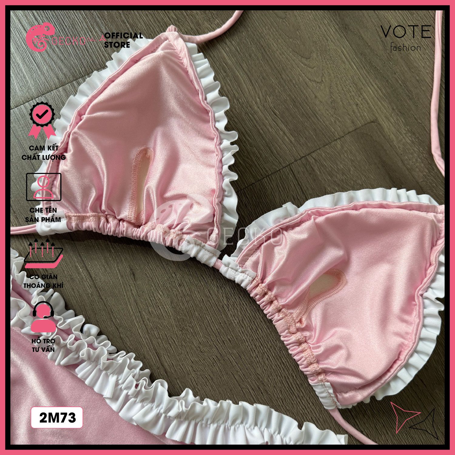  Bikini 2 Mảnh Tam Giác Bèo Viền Cao Cấp GECKO 2M73 