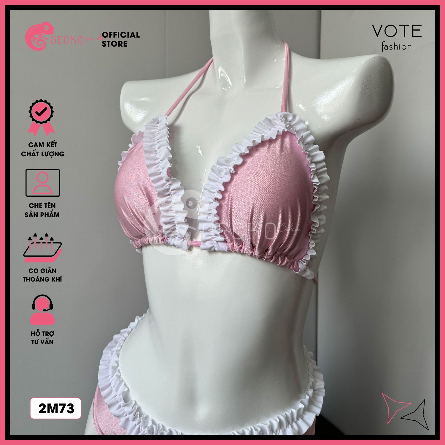  Bikini 2 Mảnh Tam Giác Bèo Viền Cao Cấp GECKO 2M73 