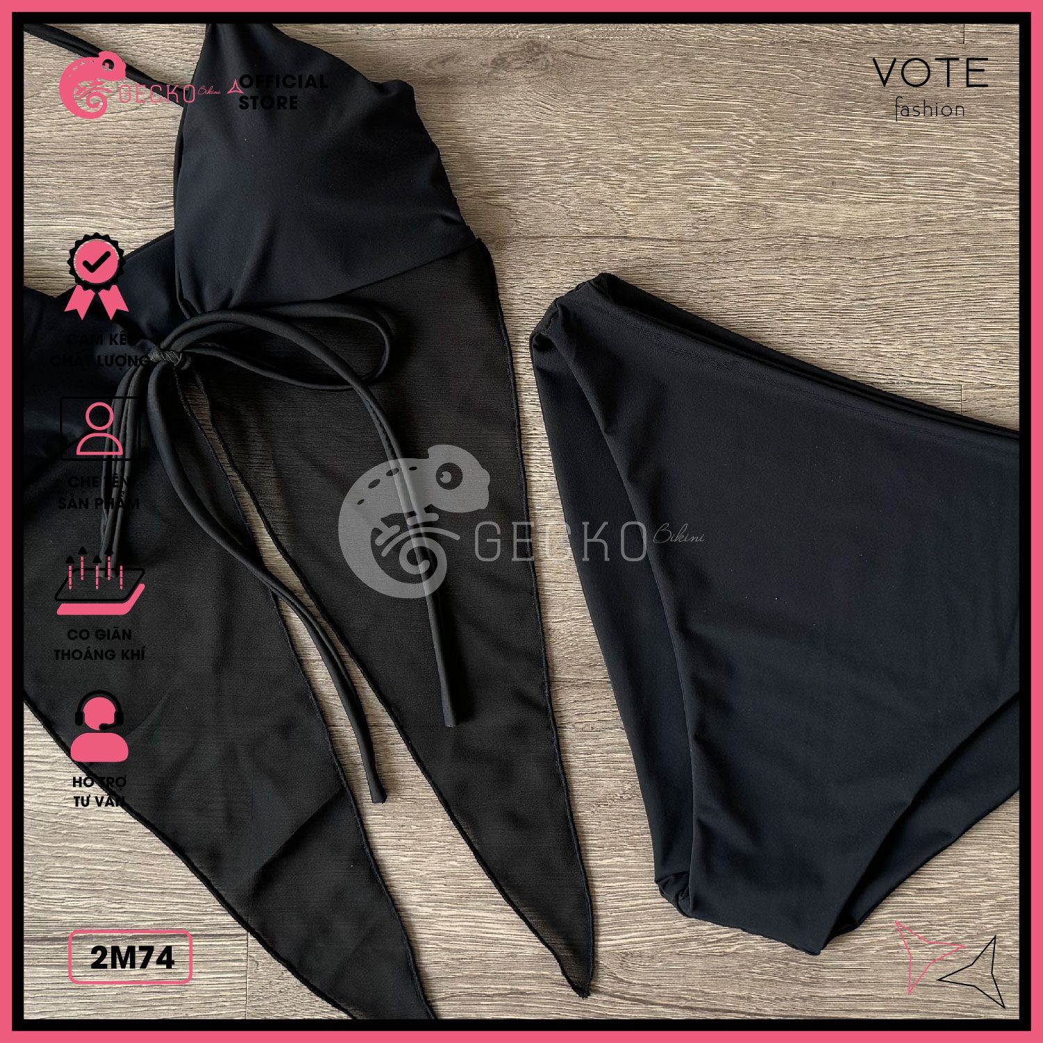  Bikini 2 Mảnh Phối Voan Tam Giác Kiểu Butterfly GECKO 2M74 