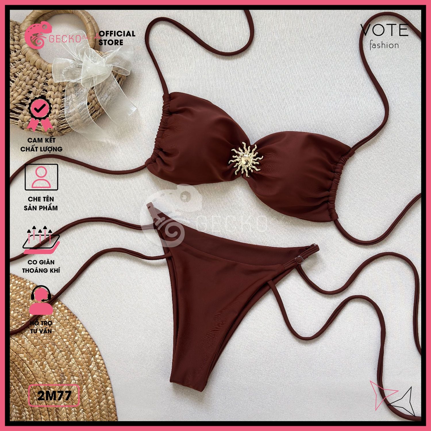  Bikini 2 Mảnh Cúp Phối Khoen Mặt Trời Slay GECKO 2M75 