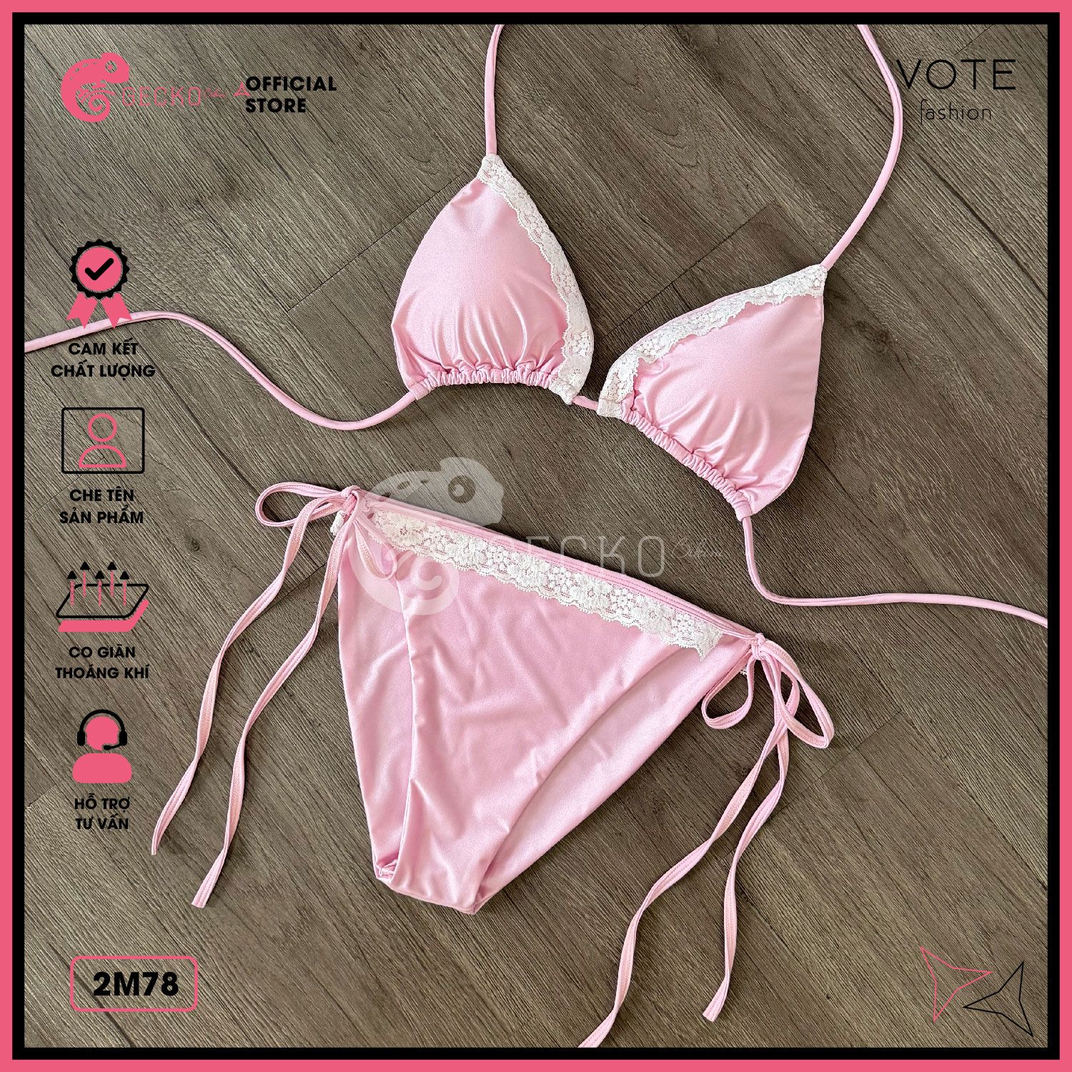  Bikini 2 Mảnh Phối Ren Xinh Xắn GECKO 2M78 