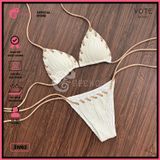  Bikini 2 Mảnh Tam Giác Hoạ Tiết Gợn Sóng Mix Dây Màu Nude Dễ Thương GECKO 2M82 