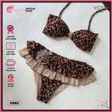 Bikini 2 Mảnh Đính Khoen Vàng Hoạ Tiết Da Beo Sexy GECKO 2M83 