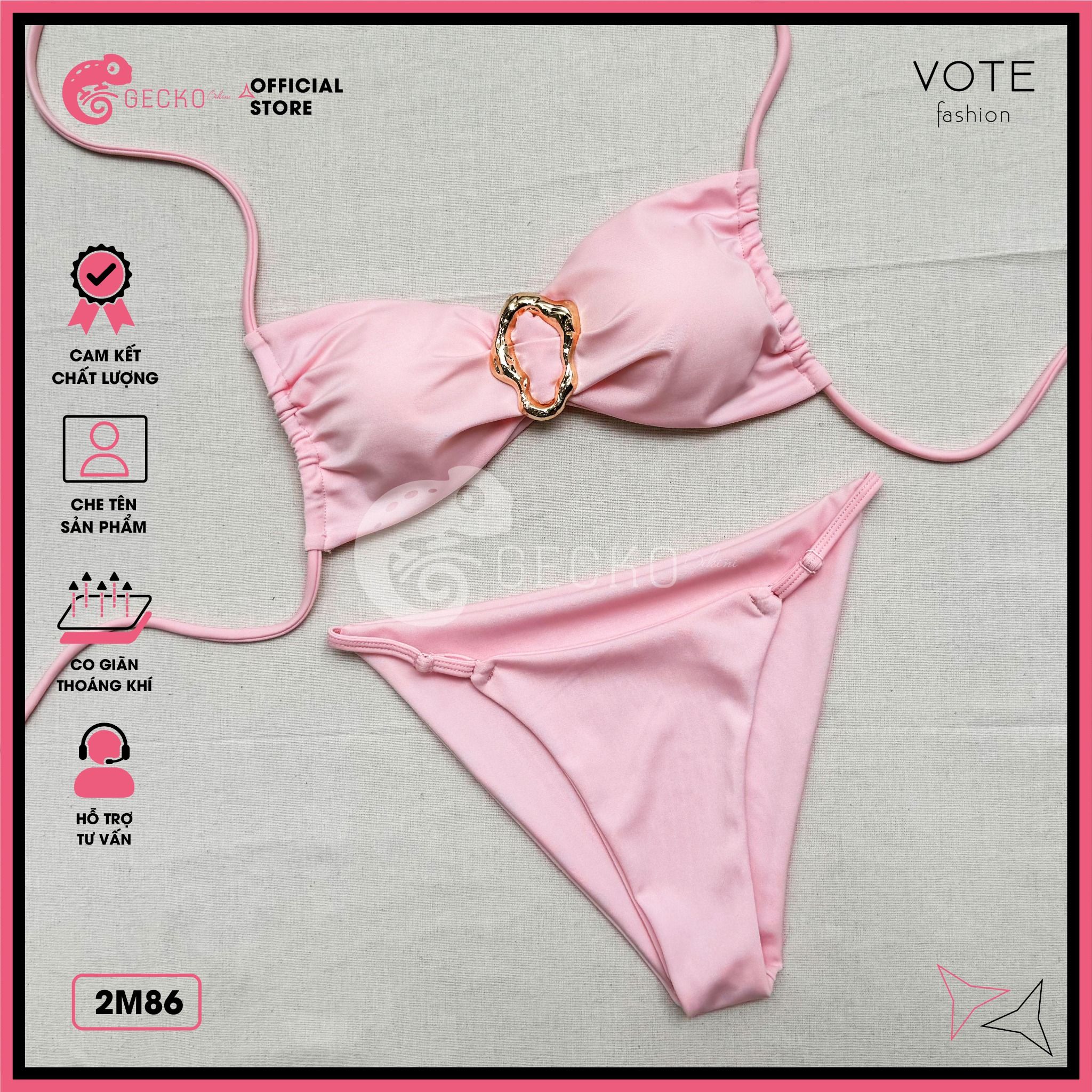  Bikini 2 Mảnh Phối Khoen Charm Slay Dễ Thương GECKO 2M86 