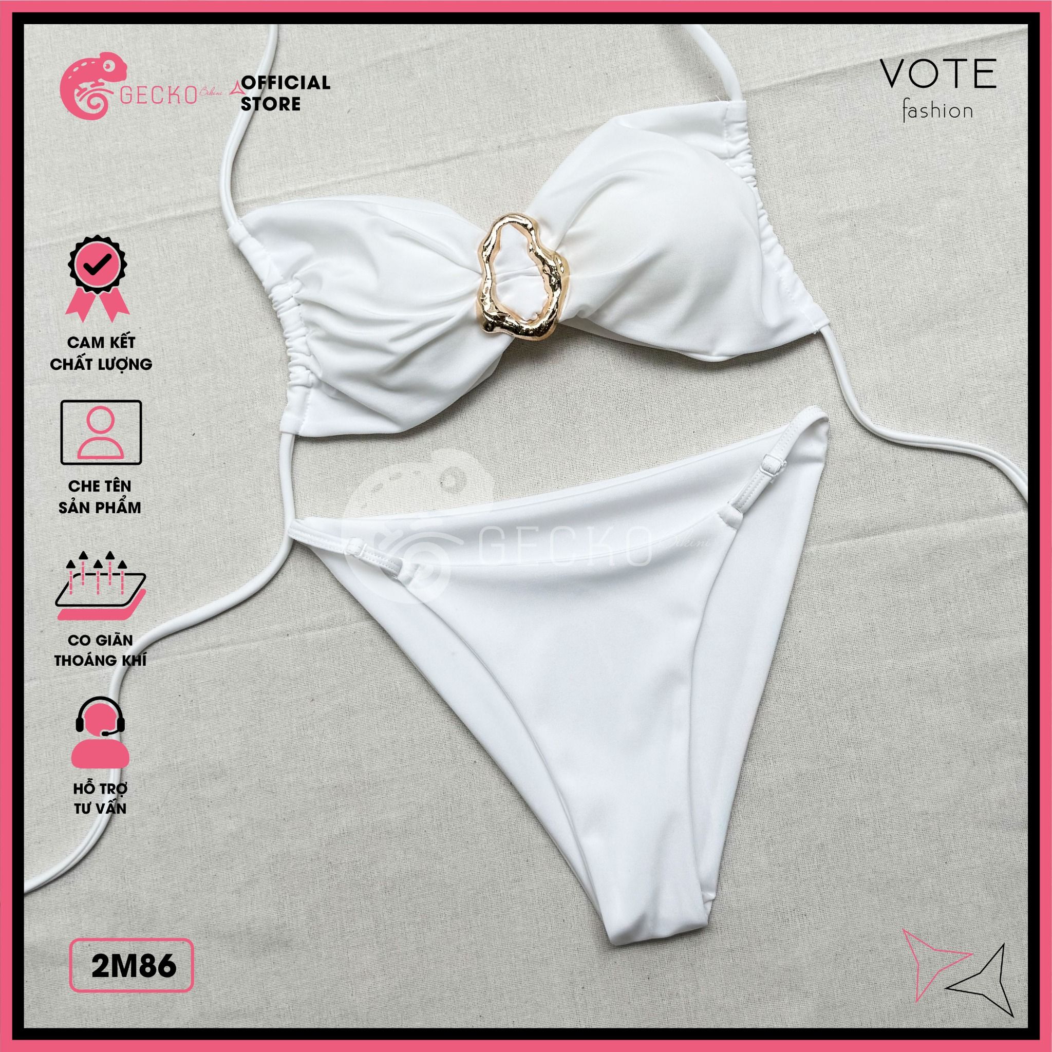  Bikini 2 Mảnh Phối Khoen Charm Slay Dễ Thương GECKO 2M86 