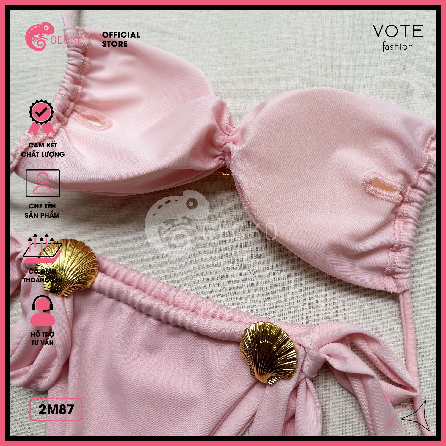  Bikini 2 Mảnh Đính Khoen Vỏ Sò Xinh Xắn Sexy GECKO 2M87 