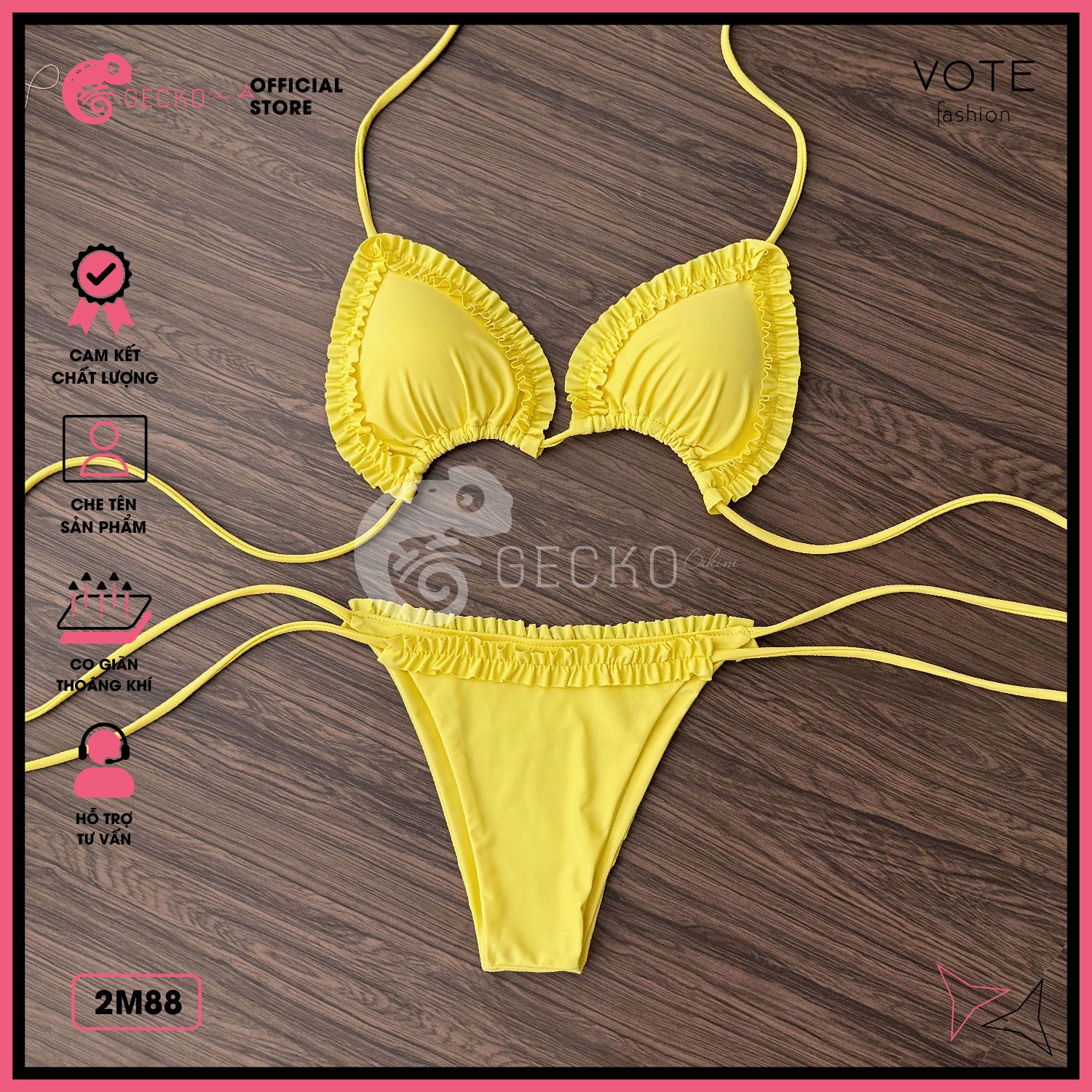  Bikini 2 Mảnh Tam Giác Viền Bèo Cột Dây Cute GECKO 2M88 