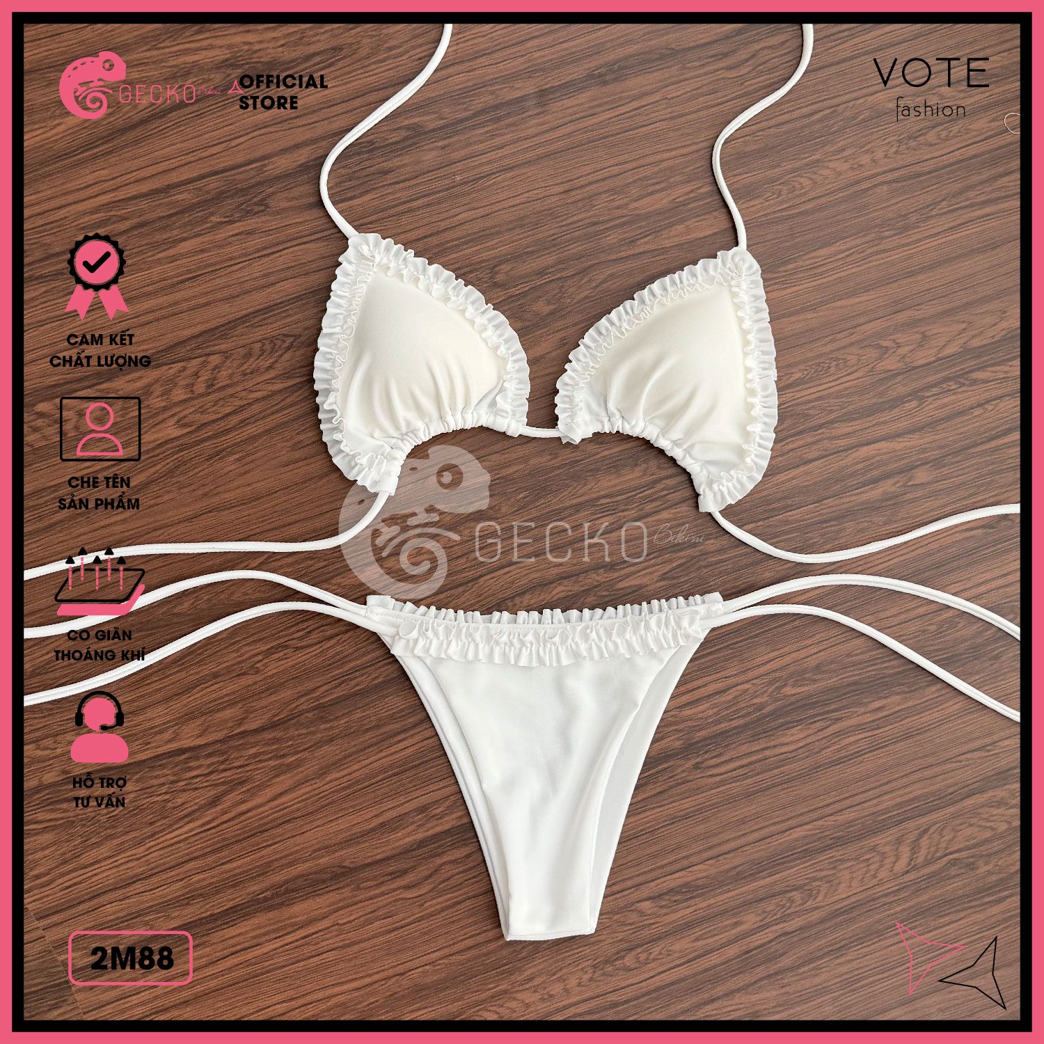  Bikini 2 Mảnh Tam Giác Viền Bèo Cột Dây Cute GECKO 2M88 