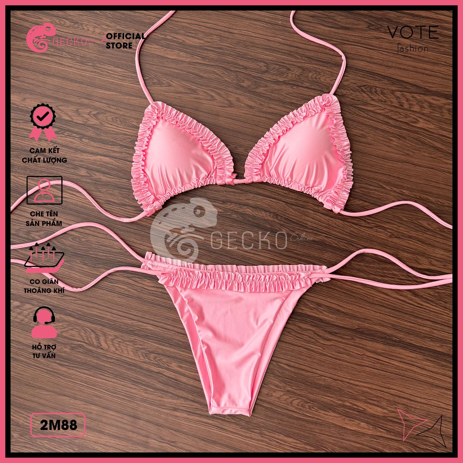  Bikini 2 Mảnh Tam Giác Viền Bèo Cột Dây Cute GECKO 2M88 