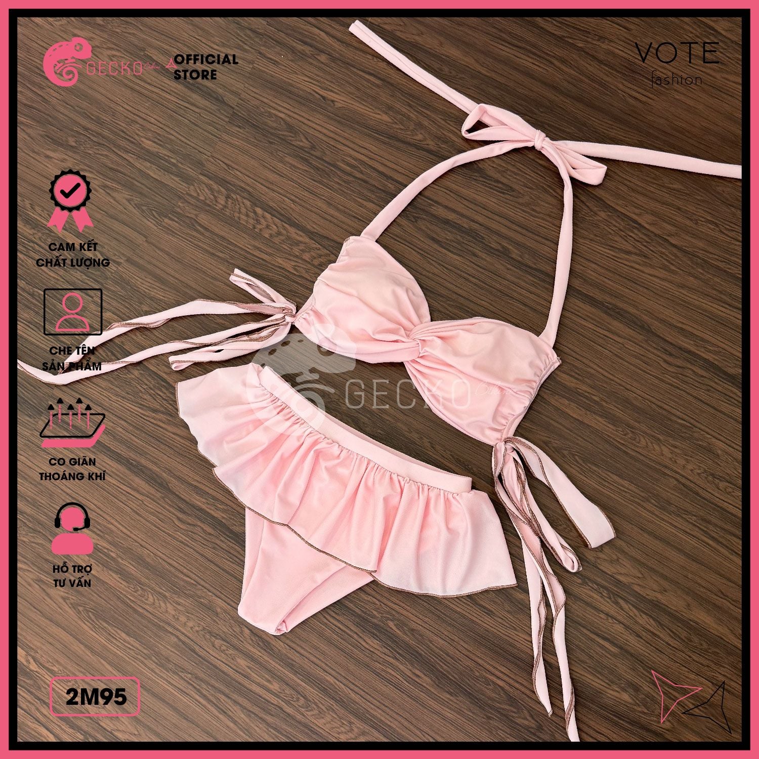  Bikini 2 Mảnh Áo Xoắn Tua Rua Quần Bèo GECKO 2M95 