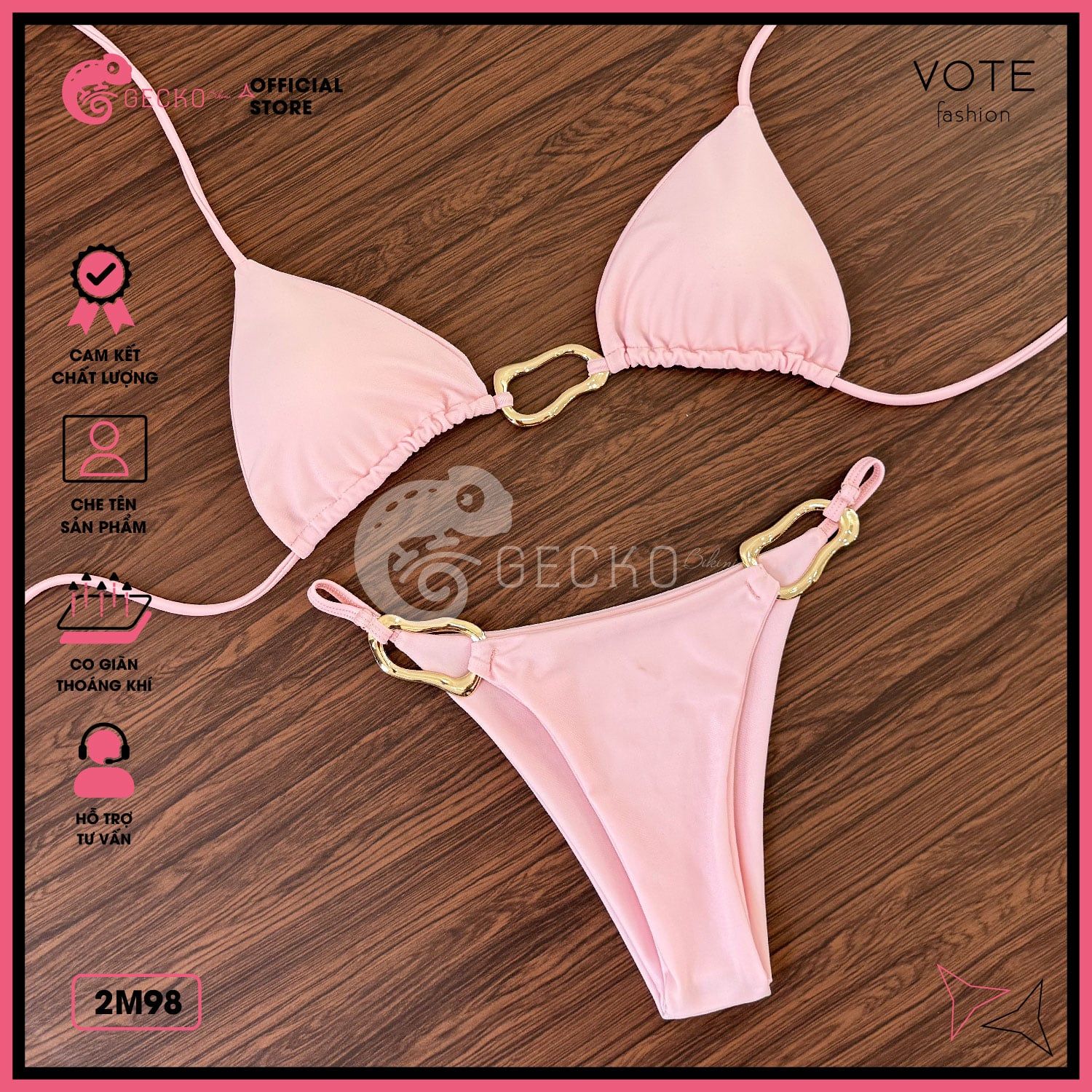  Bikini 2 Mảnh Mix Khoen Méo Quần Tăng Đơ Slay GECKO 2M98 