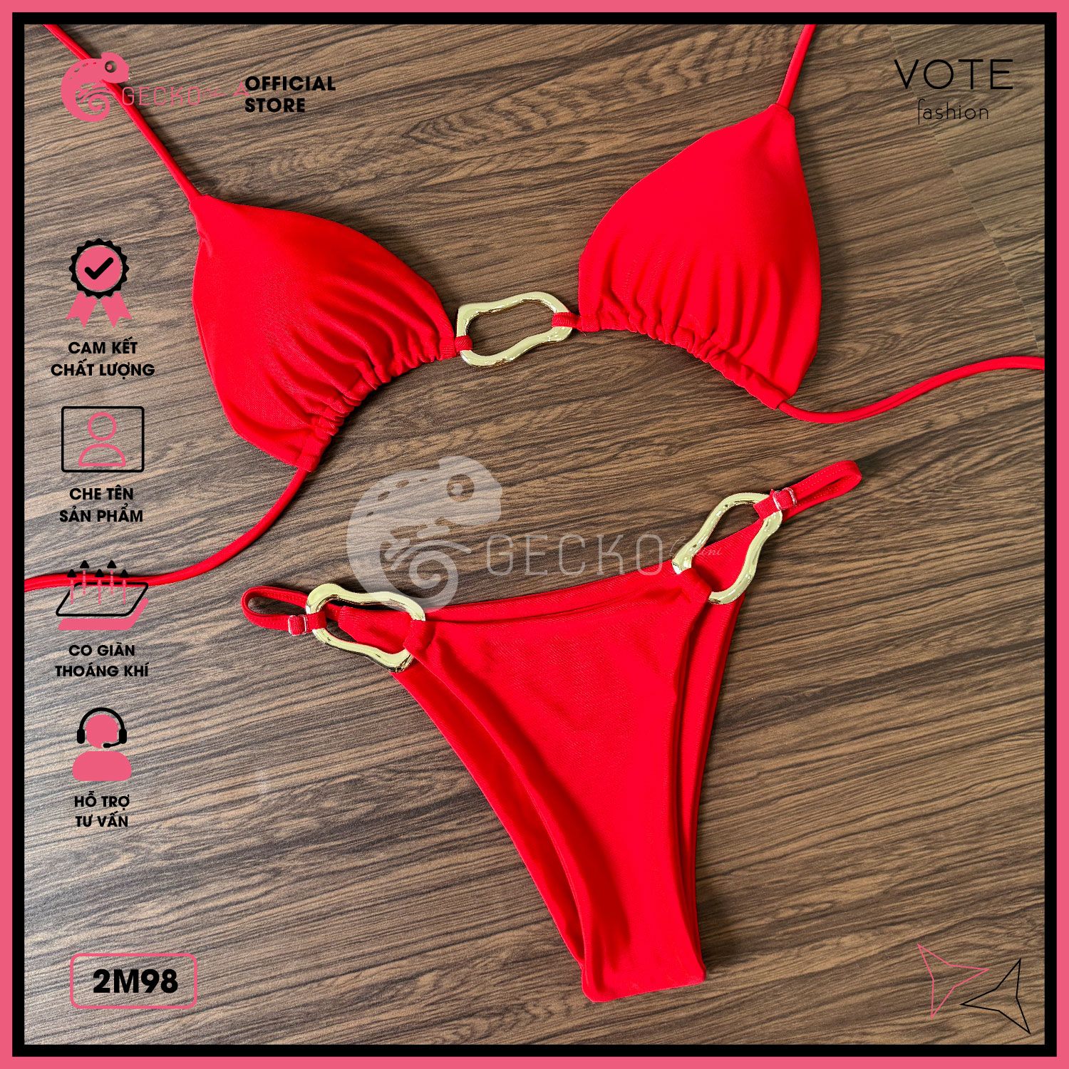  Bikini 2 Mảnh Mix Khoen Méo Quần Tăng Đơ Slay GECKO 2M98 