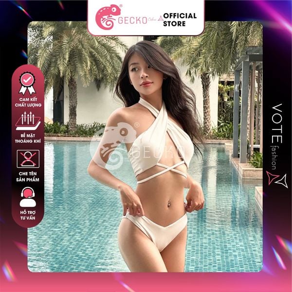  Bikini 2 Mảnh Màu Nâu Chocolate Áo Bảng To GECKO 2M04 