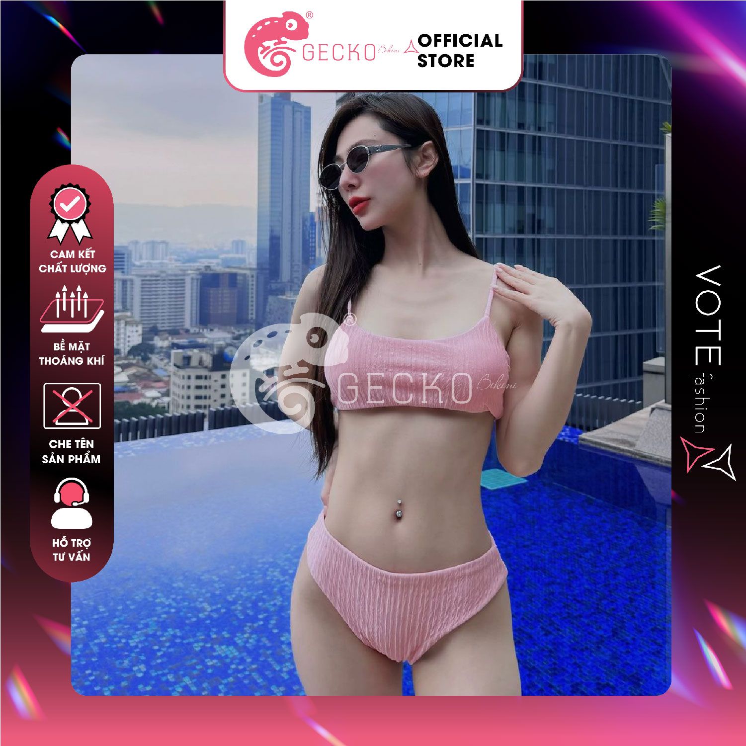  Bikini 2 Mảnh Áo 2 Dây Basic Thun Xốp GECKO 2M19 