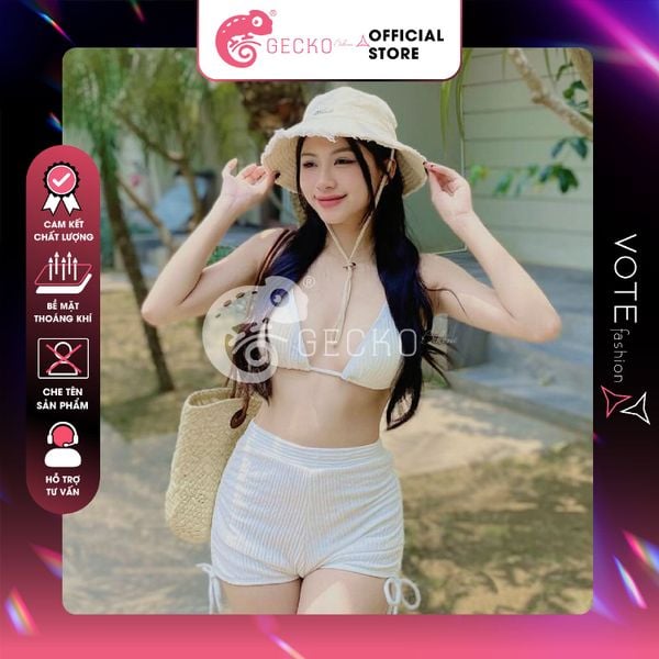  Bikini 2 Mảnh Tam Giác Phối Quần Đùi Thun Xốp Nhật GECKO 2M36 