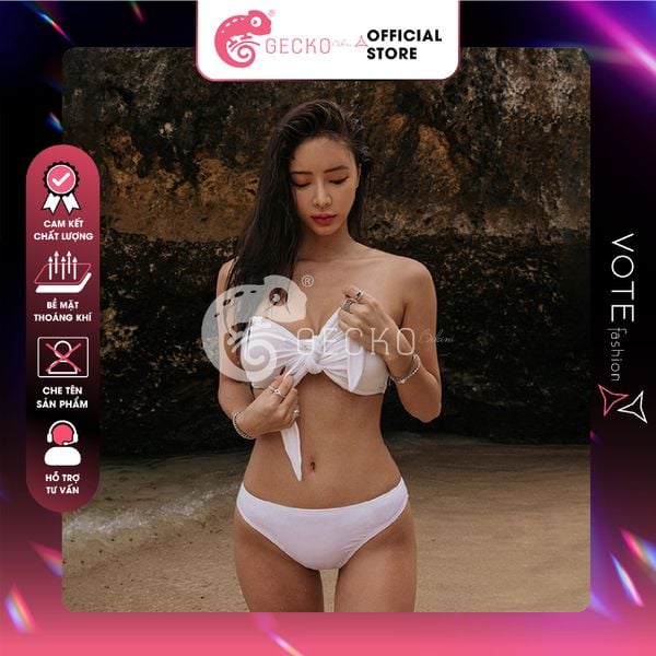  Bikini 2 Mảnh Áo Cúp Ngực Phối Quần Chip Trơn GECKO 2M46 