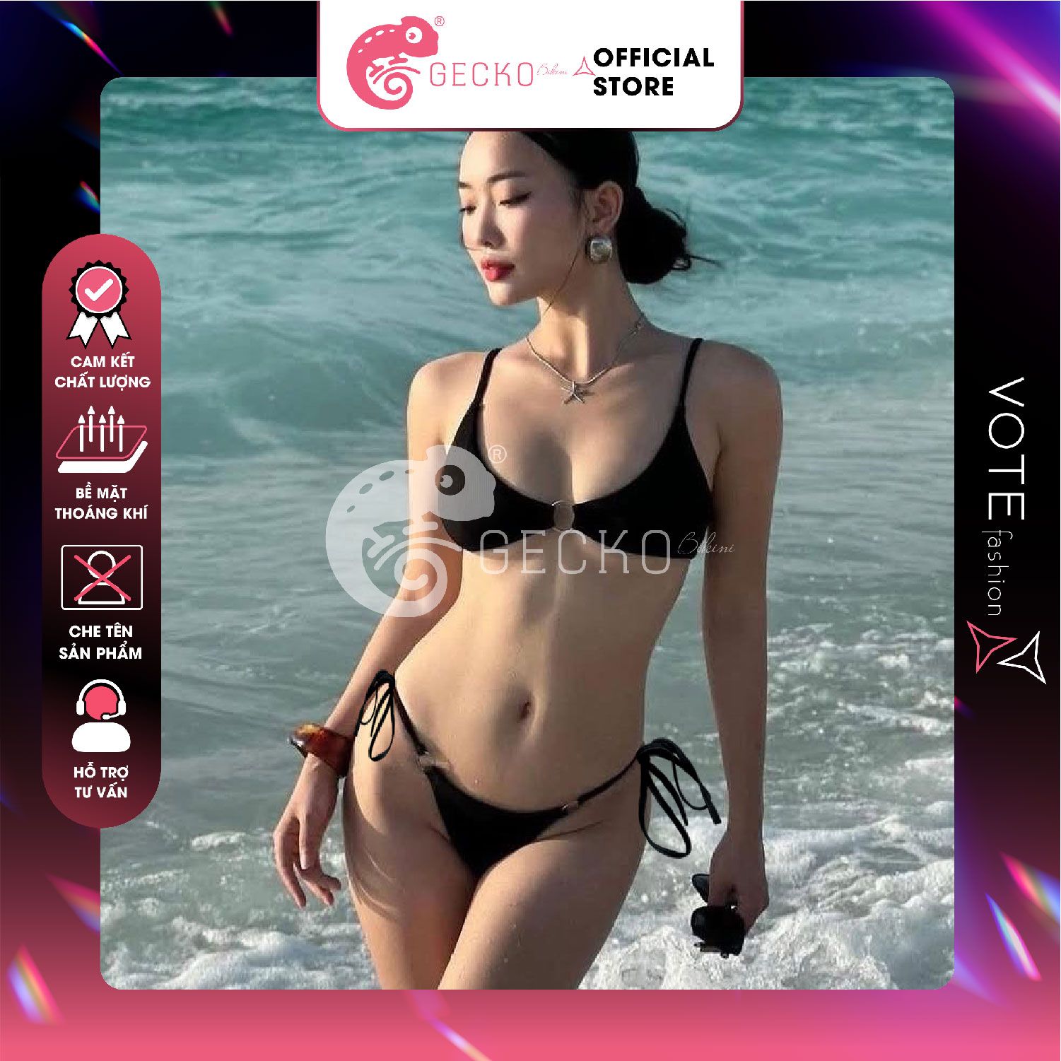  Bikini 2 Mảnh Xốp Tăm Phối Khoen GECKO 2M51 