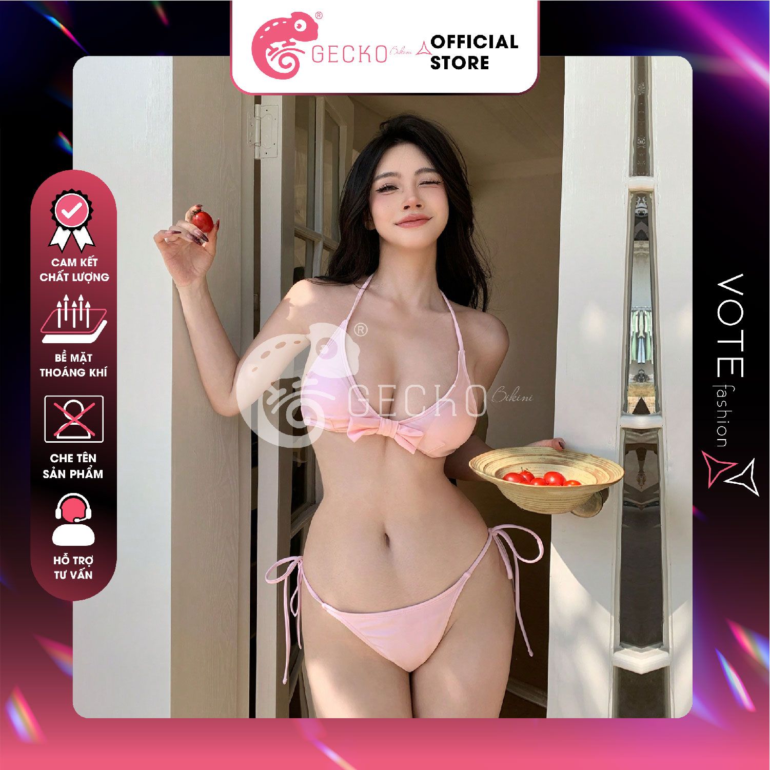  Bikini 2 Mảnh Áo Nơ Xinh Xắn GECKO 2M07 