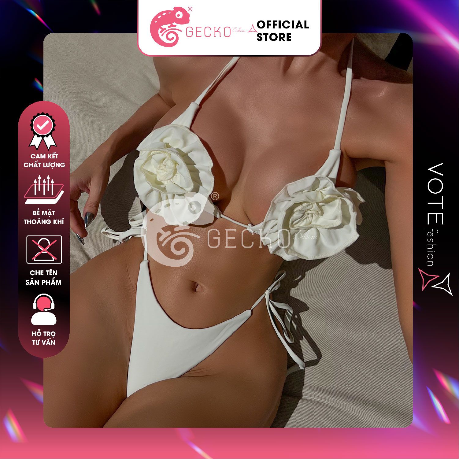  Bikini 2 Mảnh Phối Hoa Đại Cao Cấp Quần LotKhe GECKO 2M31 