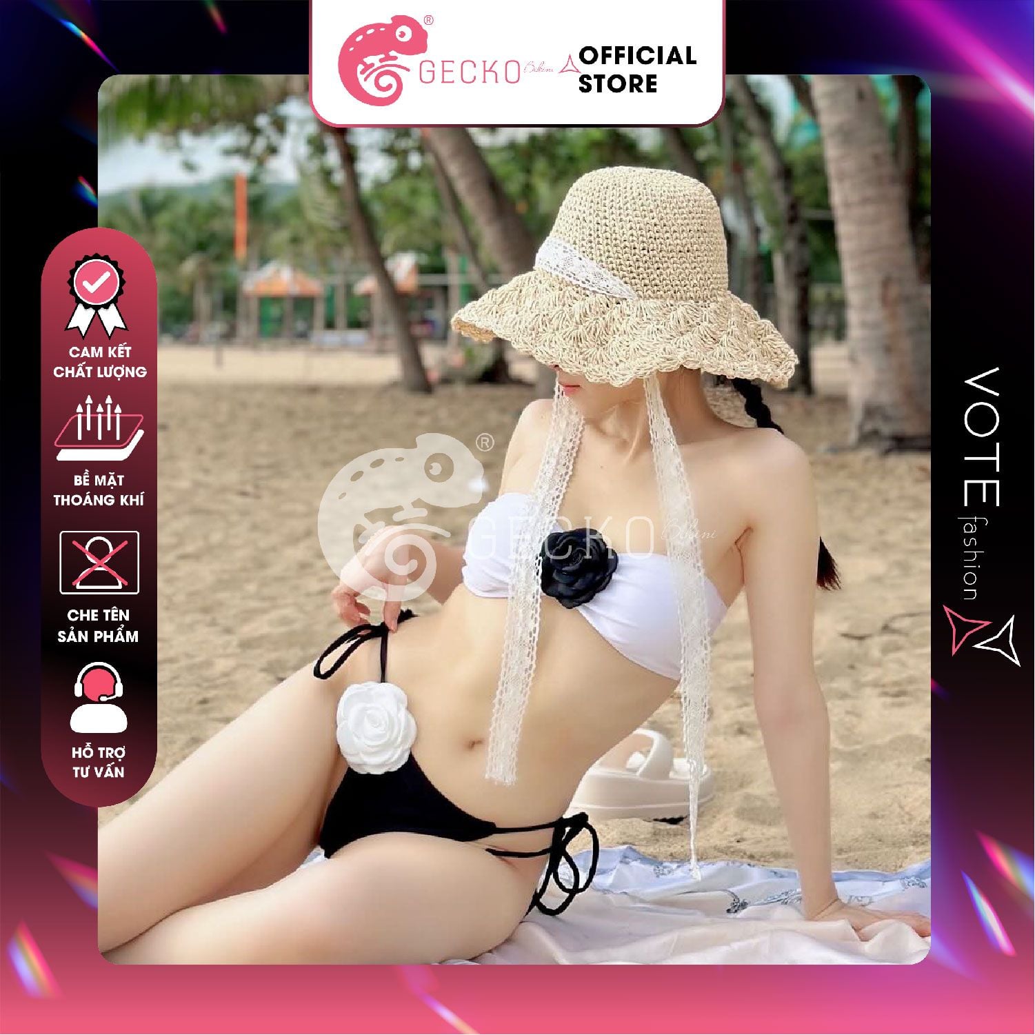  Bikini 2 Mảnh Cúp Ngực Kèm Hoa Gợi Cảm GECKO 2M58 