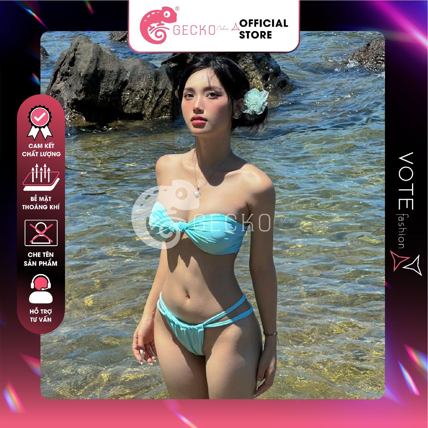  Bikini 2 Mảnh Áo Chéo Quần Nhỏ Đan Dây GECKO 2M39 