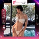  Bikini 2 Mảnh Áo Phối Khoen Trắng Đen Quần Lotkhe GECKO 2M52 