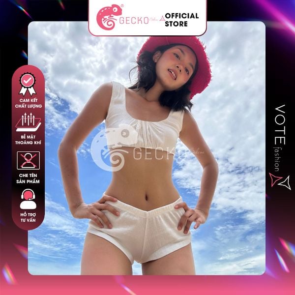  Bikini 2 Áo Crotop Phối Quần Đùi Thun Gân GECKO 2M34 