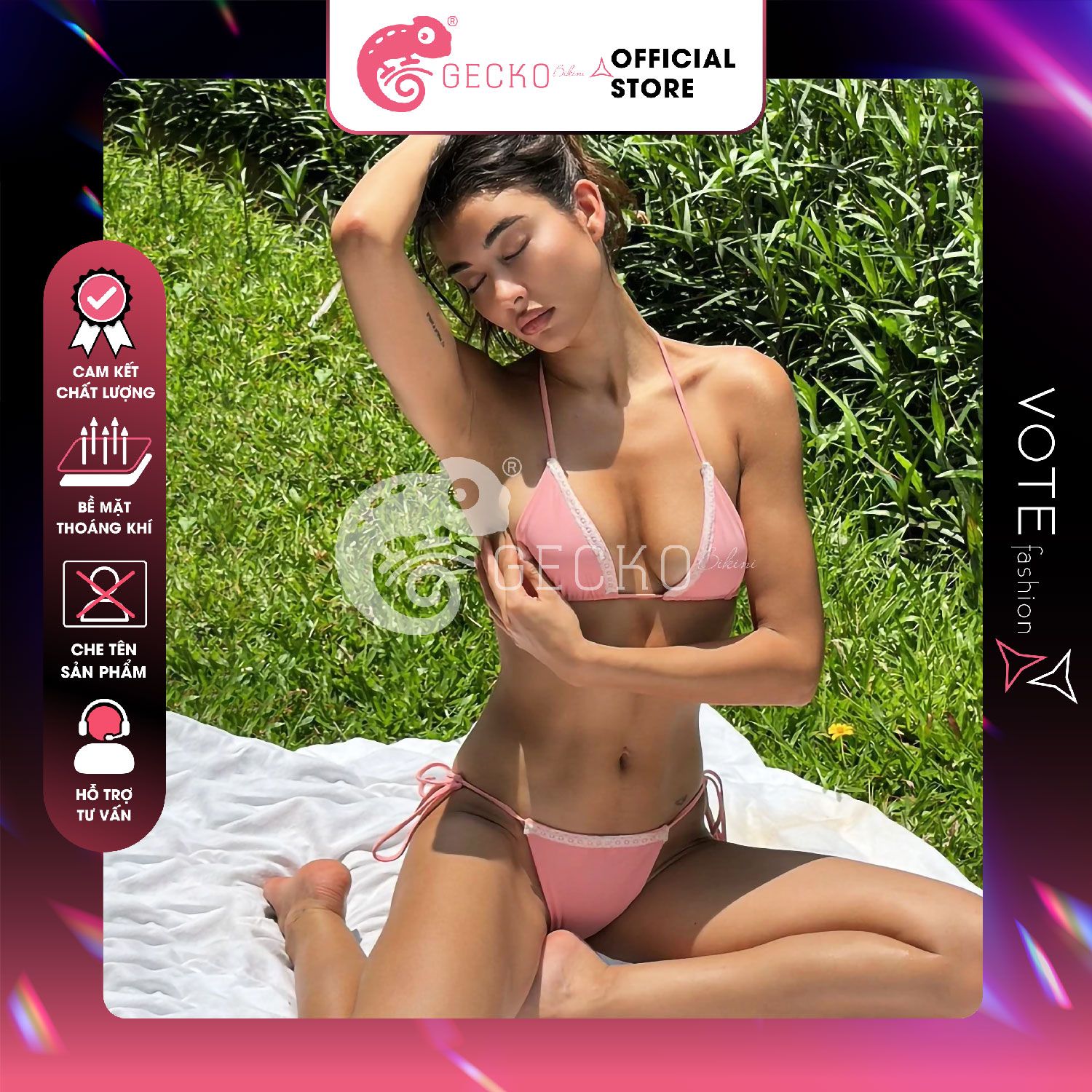  Bikini 2 Mảnh Phối Ren Xinh Xắn GECKO 2M78 
