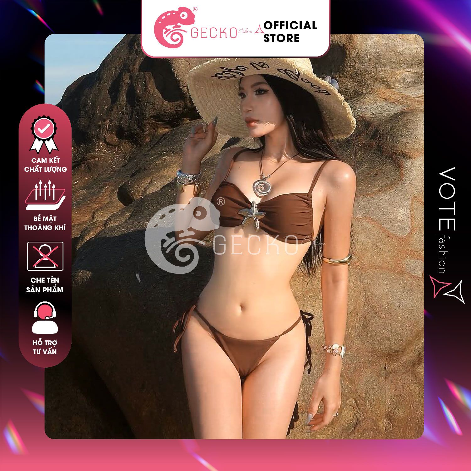  Bikini 2 Mảnh Cúp Phối Khoen Ngôi Sao Cute GECKO 2M101 