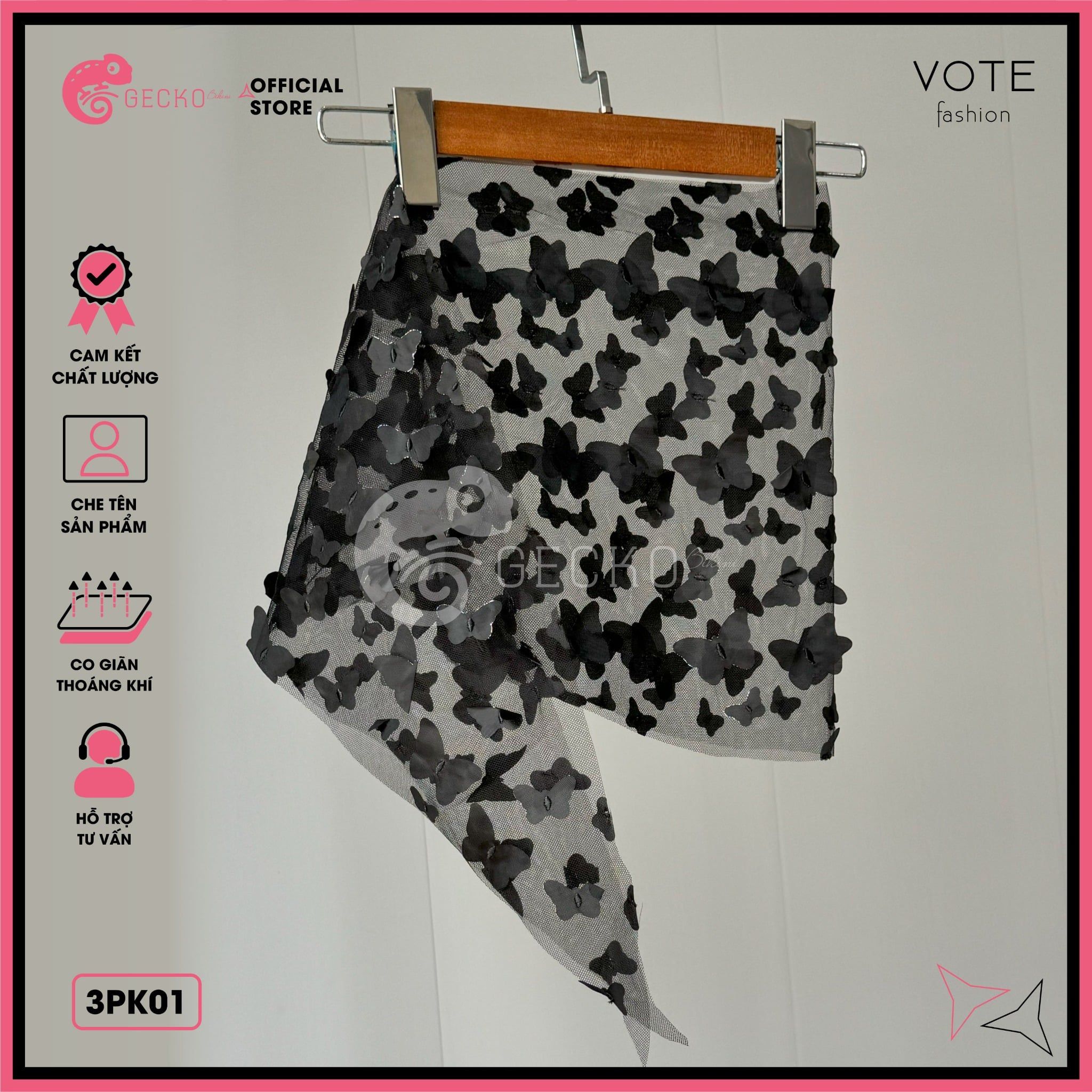  Khăn Quấn Voan Lưới Hoạ Tiết In 3D Mặc Kèm Bikini GECKO 3PK01 