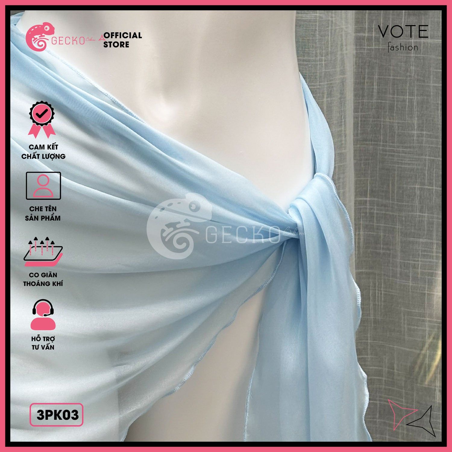  Khăn Voan Lưới Mặc Ngoài Bikini GECKO 3PK03 