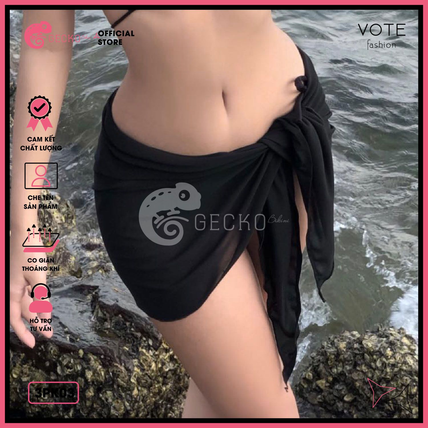  Khăn Voan Lưới Mặc Ngoài Bikini GECKO 3PK03 