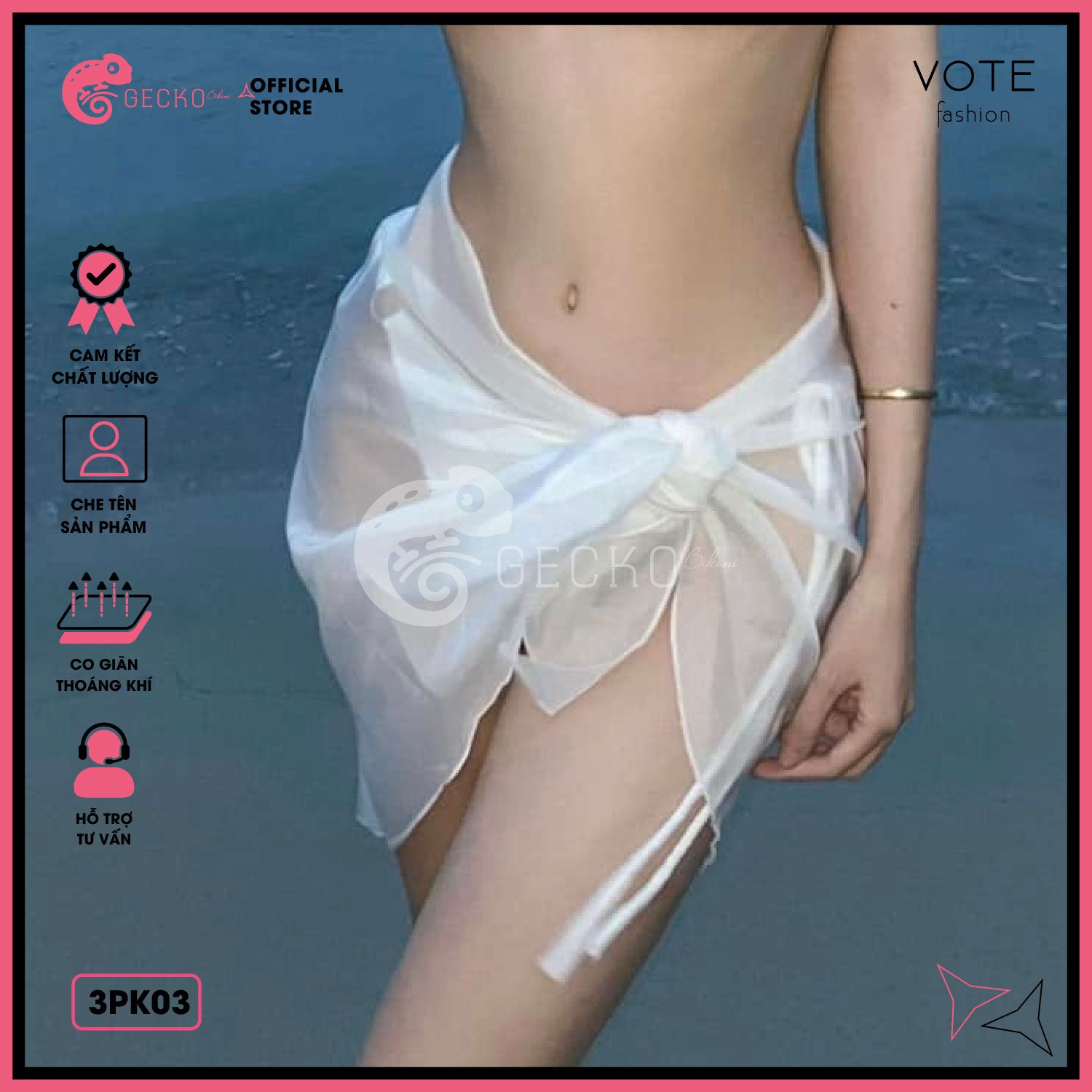  Khăn Voan Lưới Mặc Ngoài Bikini GECKO 3PK03 