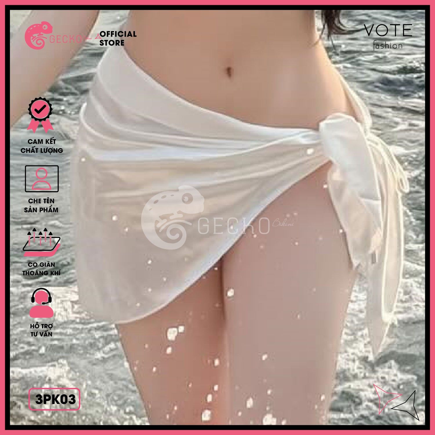  Khăn Voan Lưới Mặc Ngoài Bikini GECKO 3PK03 