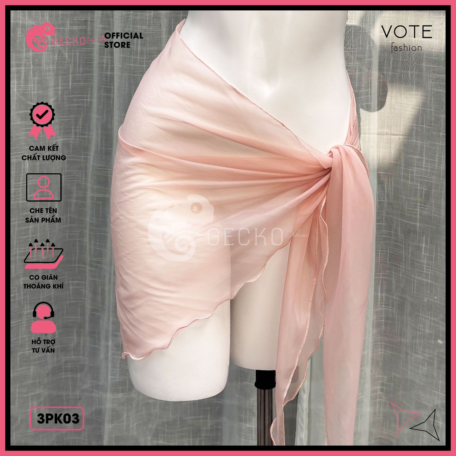  Khăn Voan Lưới Mặc Ngoài Bikini GECKO 3PK03 