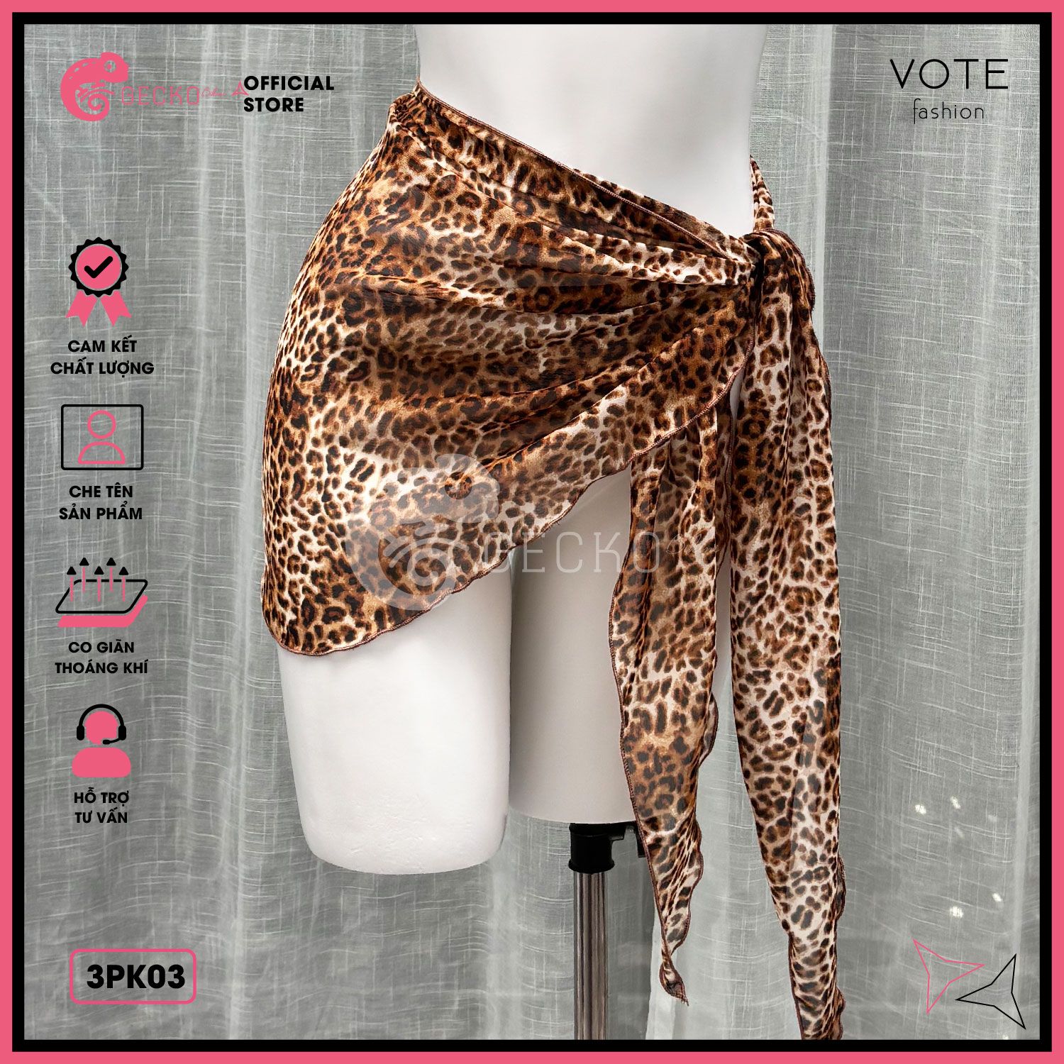  Khăn Voan Lưới Mặc Ngoài Bikini GECKO 3PK03 