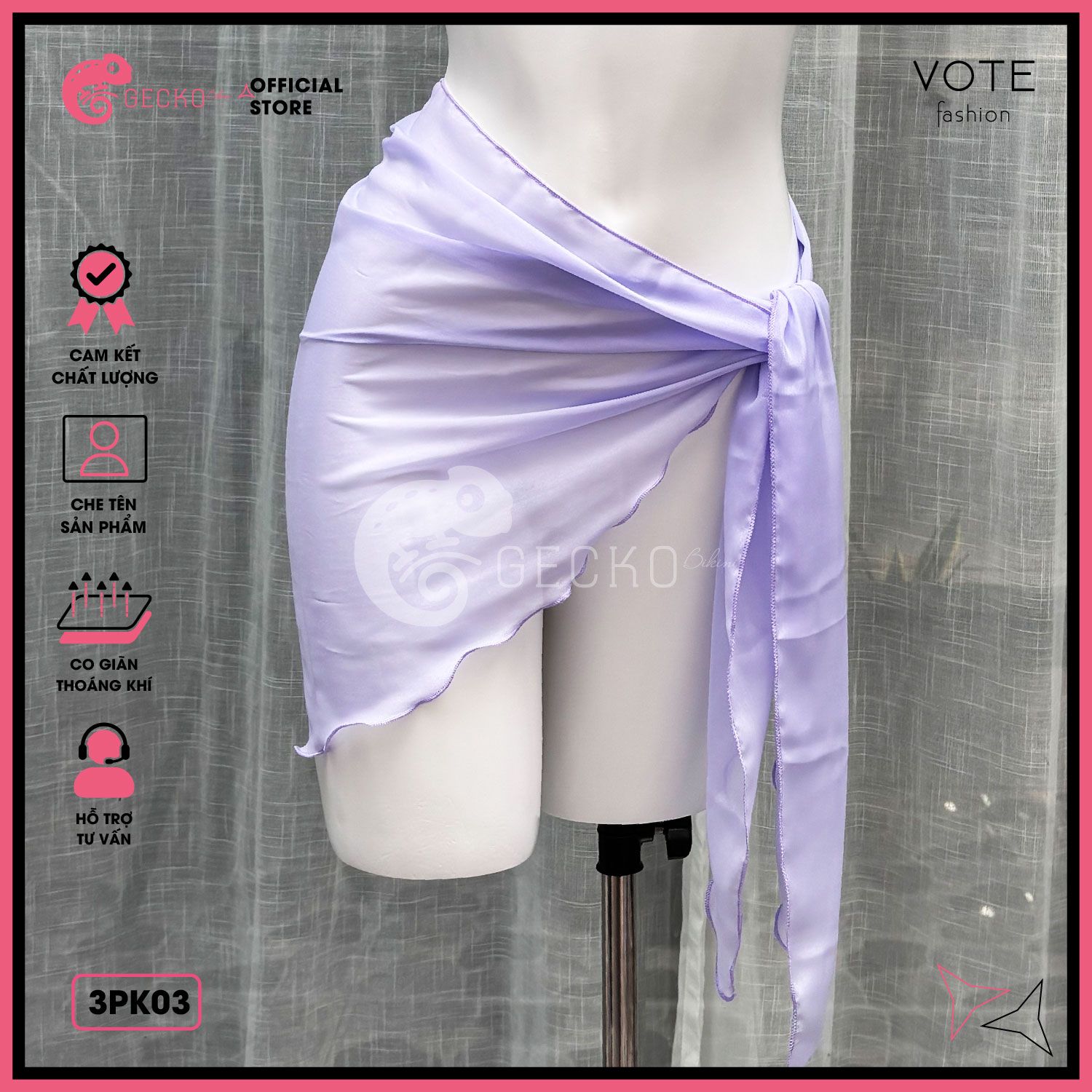  Khăn Voan Lưới Mặc Ngoài Bikini GECKO 3PK03 